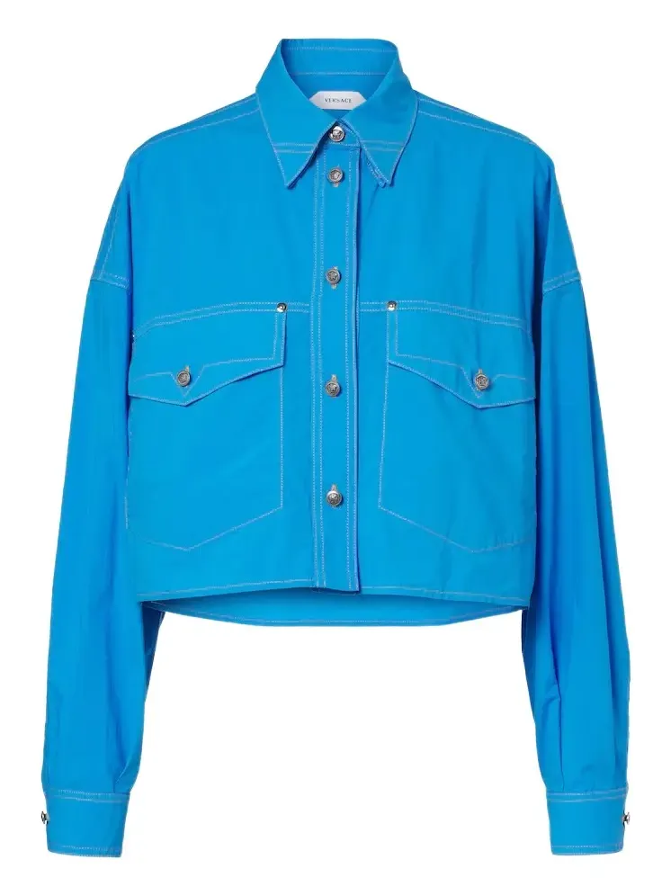 Cropped cotton poplin shirt