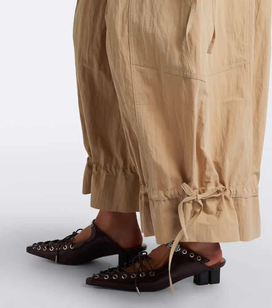 Ganni Ruffled cotton-blend wide-leg pants | Thumbnail 4 Ganni Ruffled cotton-blend wide-leg pants | Thumbnail 4