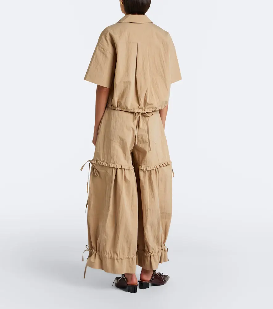 Ganni Ruffled cotton-blend wide-leg pants | Thumbnail 5 Ganni Ruffled cotton-blend wide-leg pants | Thumbnail 5