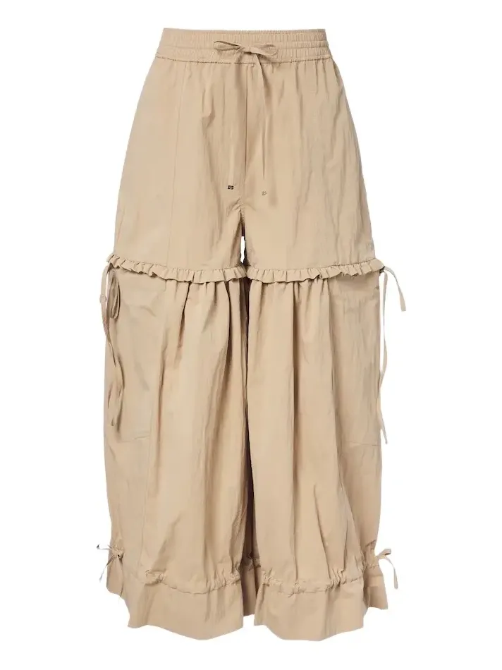 Ruffled cotton-blend wide-leg pants Ruffled cotton-blend wide-leg pants