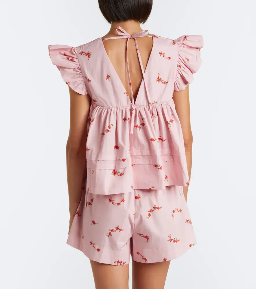 Ganni Floral cotton-blend top | Thumbnail 5 Ganni Floral cotton-blend top | Thumbnail 5