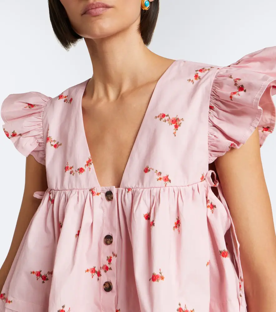 Ganni Floral cotton-blend top | Thumbnail 6 Ganni Floral cotton-blend top | Thumbnail 6