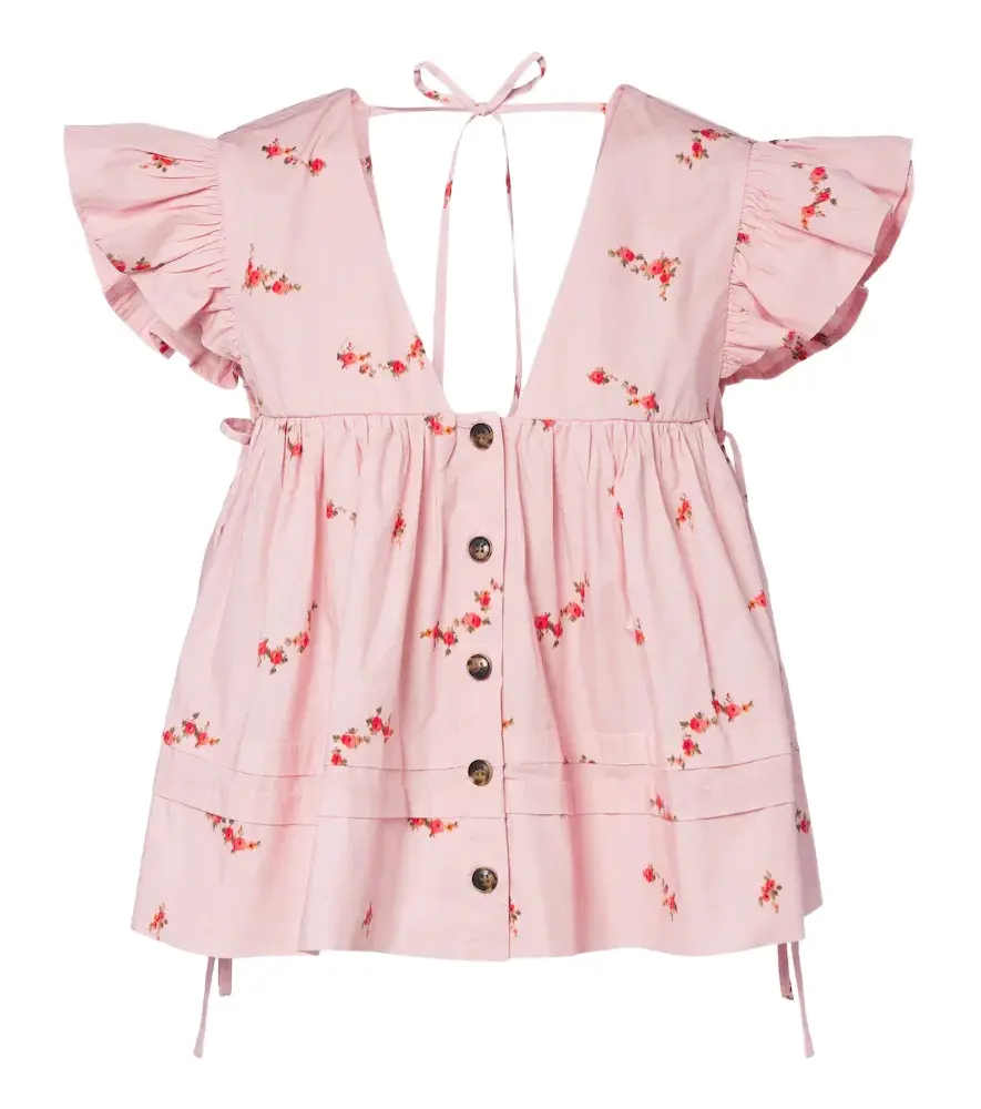 Ganni Floral cotton-blend top | Image 1 Ganni Floral cotton-blend top | Image 1