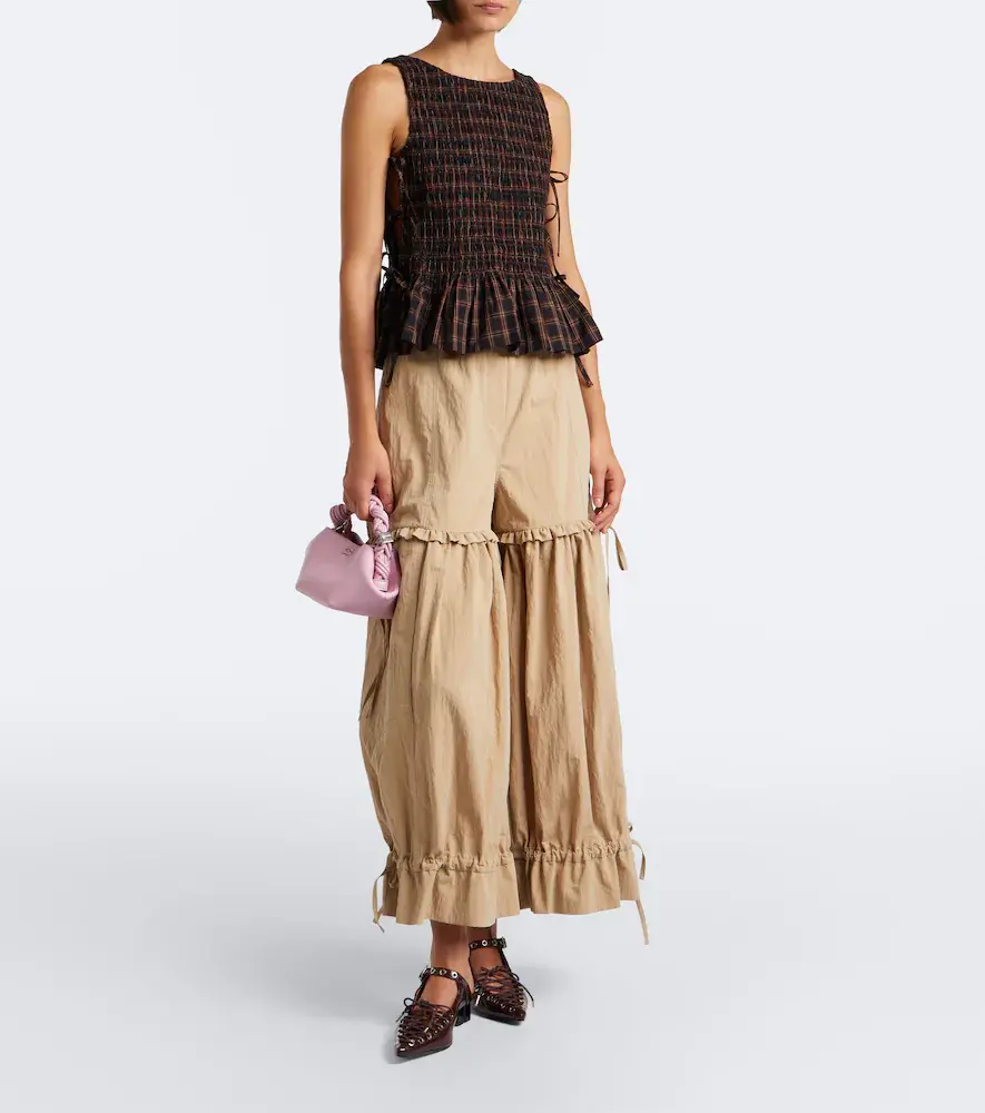 Ganni Checked shirred cotton top | Thumbnail 2 Ganni Checked shirred cotton top | Thumbnail 2