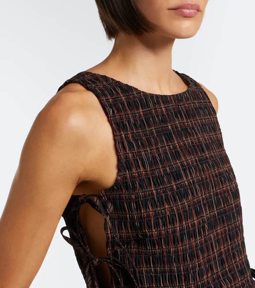Ganni Checked shirred cotton top | Thumbnail 4 Ganni Checked shirred cotton top | Thumbnail 4