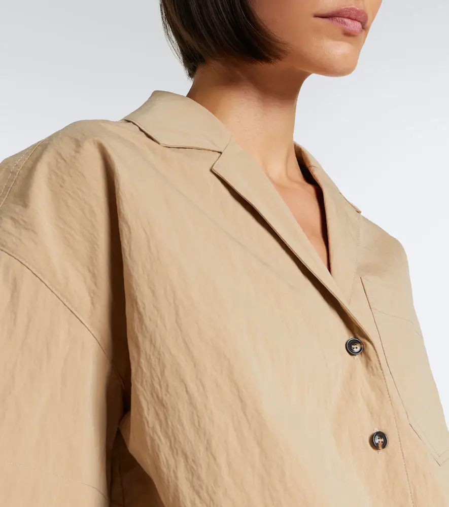Ganni Cropped cotton-blend shirt | Thumbnail 2 Ganni Cropped cotton-blend shirt | Thumbnail 2