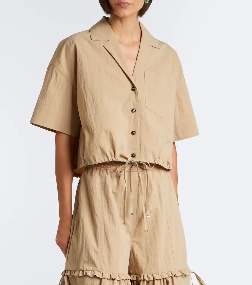 Ganni Cropped cotton-blend shirt | Thumbnail 3 Ganni Cropped cotton-blend shirt | Thumbnail 3