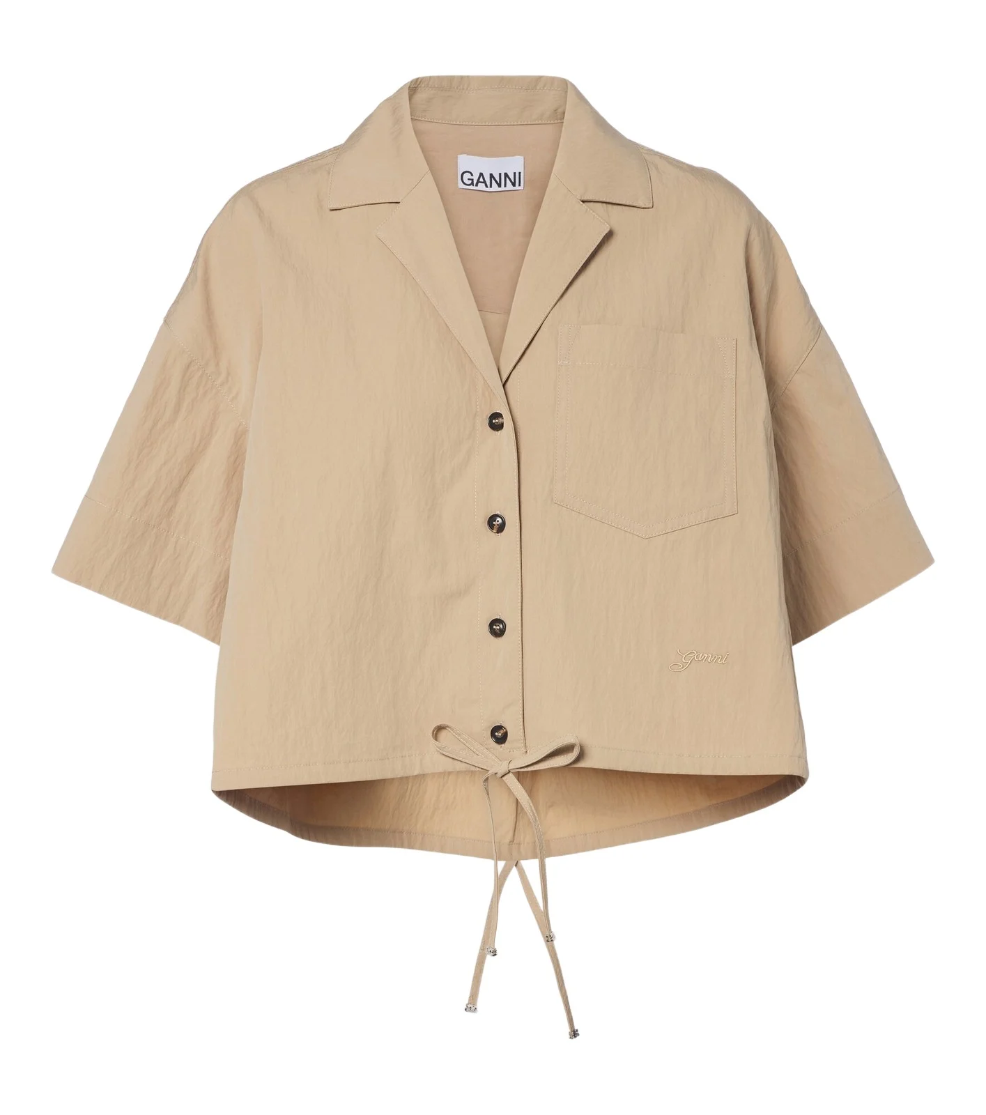 Cropped cotton-blend shirt Cropped cotton-blend shirt