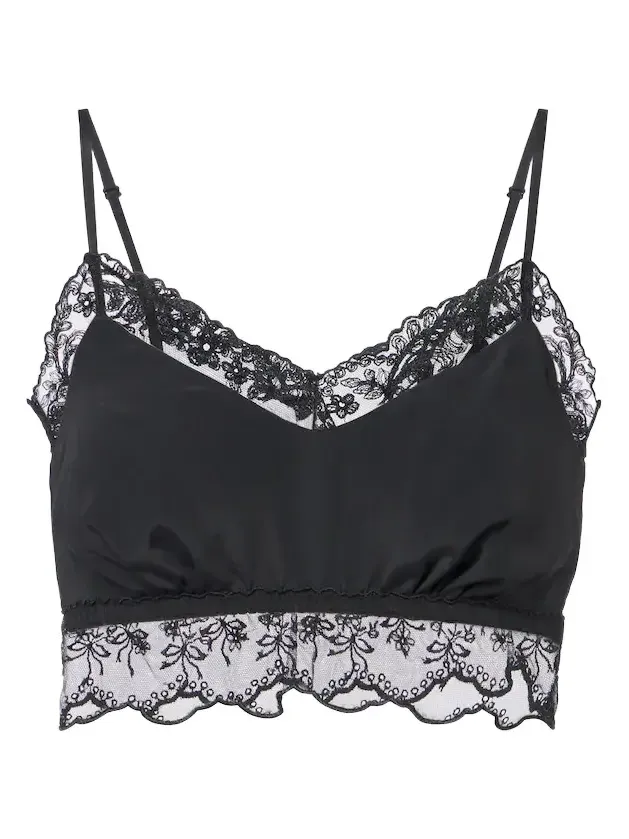 Lace-trimmed satin bralette
