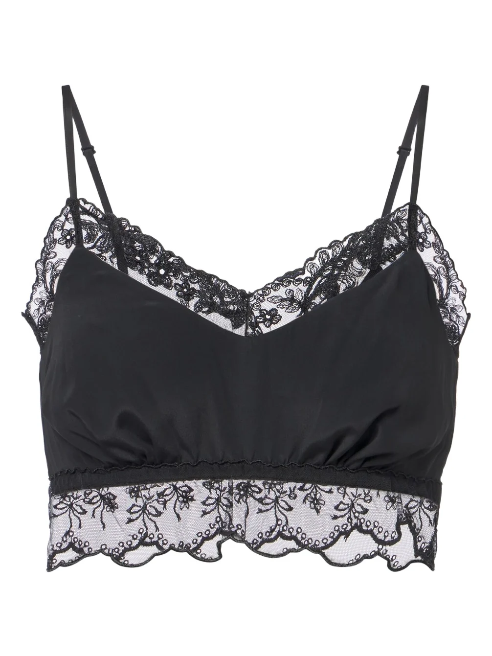 Lace-trimmed satin bralette Lace-trimmed satin bralette