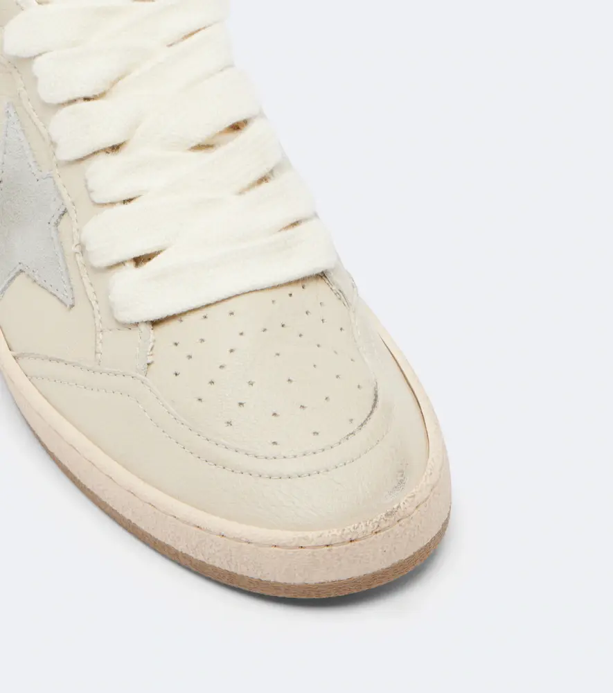 Golden Goose Ball Star suede-trimmed leather sneakers | Thumbnail 3