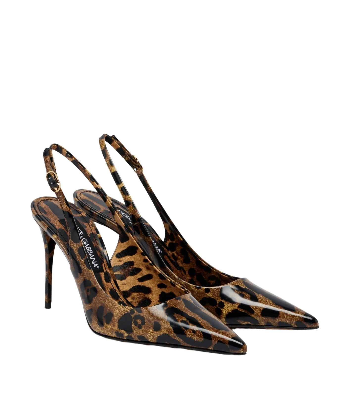 Dolce & Gabbana Lollo leopard-print leather slingback pumps