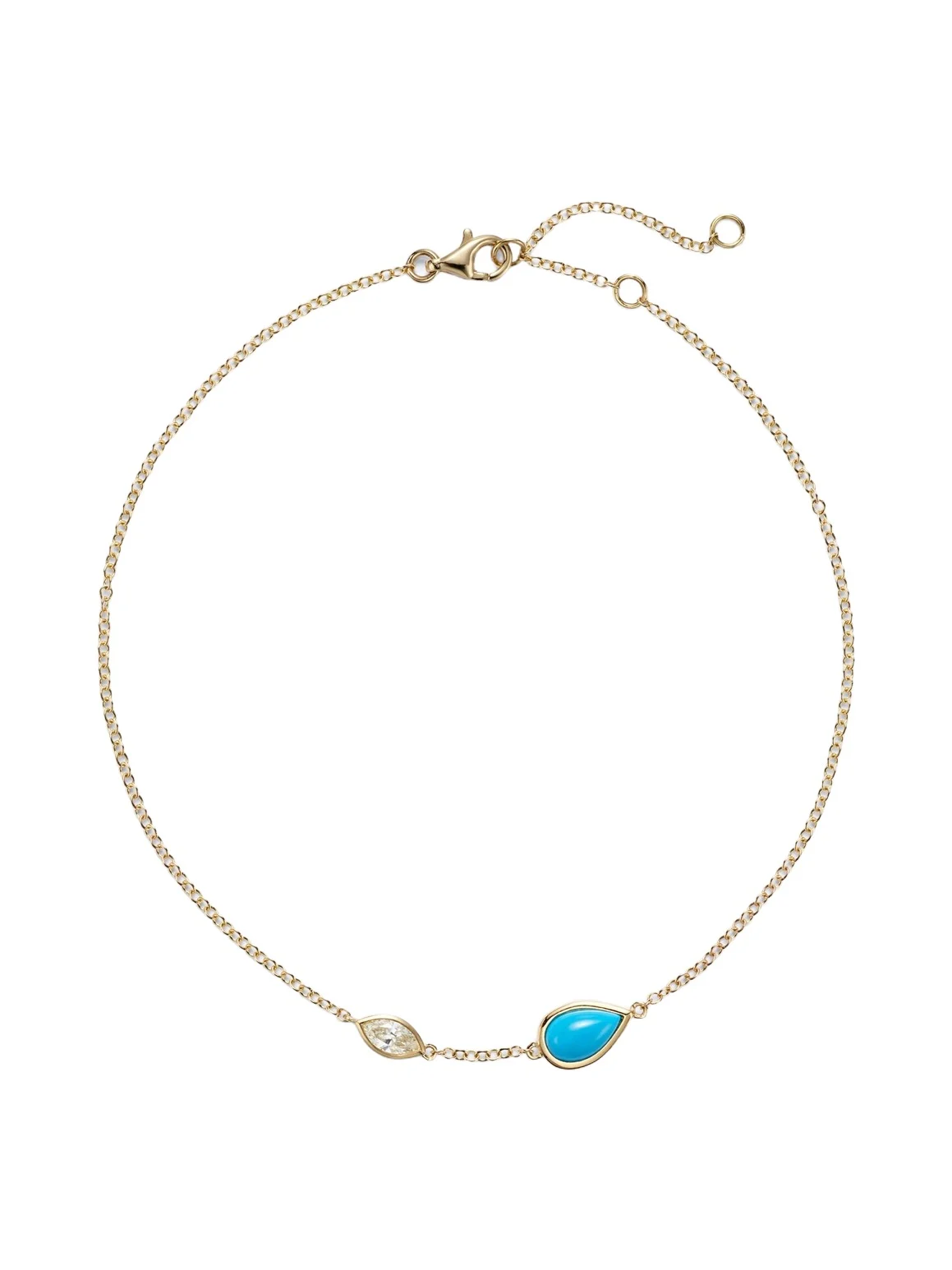 SHAY JEWELRY Riviera 18kt gold anklet with turquoise and diamond