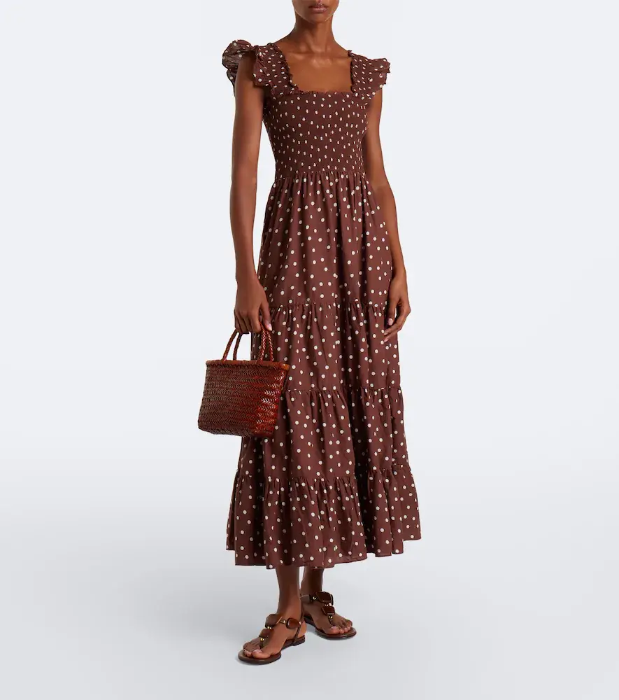Rixo Kendall polka dot cotton midi dress | Thumbnail 6