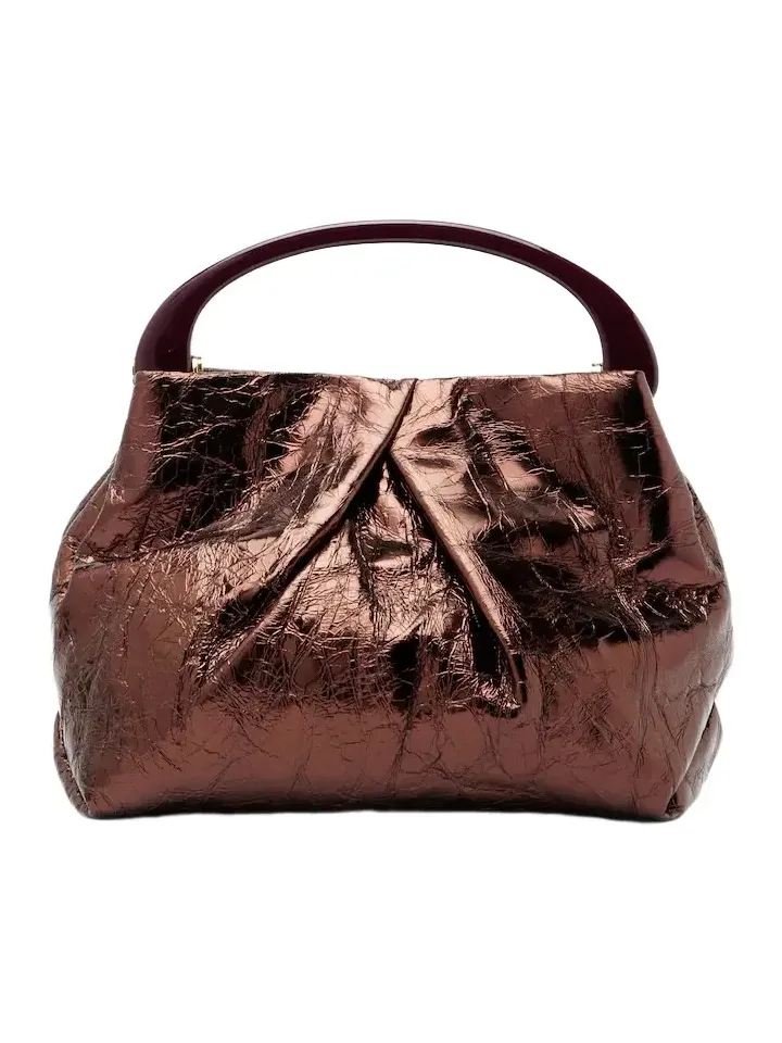 Dries Van Noten Mini metallic leather top-handle bag