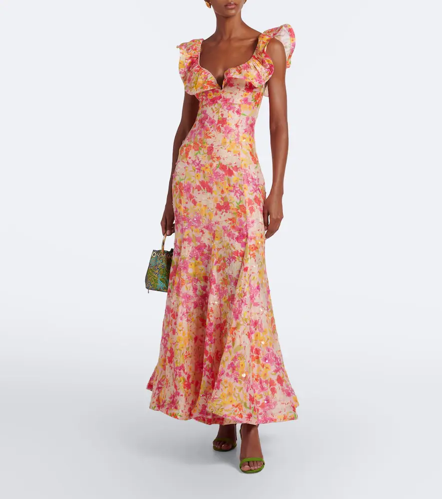 LA FUORI Là Fuori Genevieve's floral embellished maxi dress | Thumbnail 4