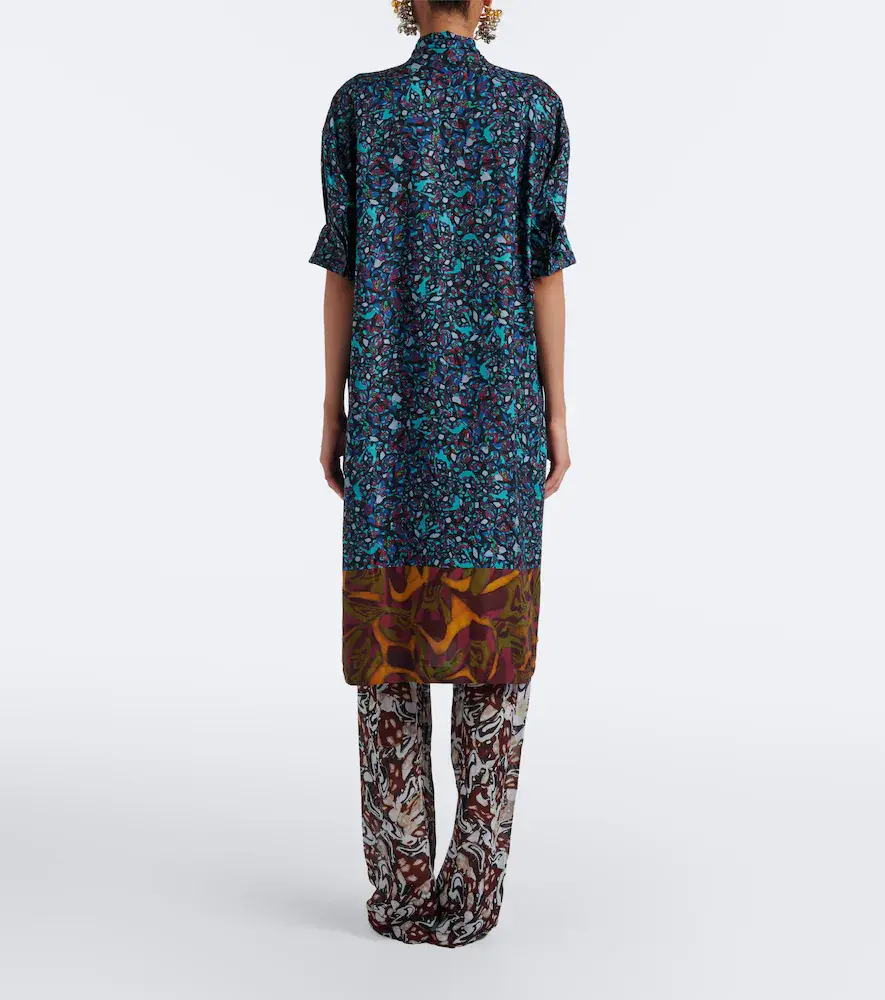 Dries Van Noten Printed tie-neck midi dress | Thumbnail 4 Dries Van Noten Printed tie-neck midi dress | Thumbnail 4