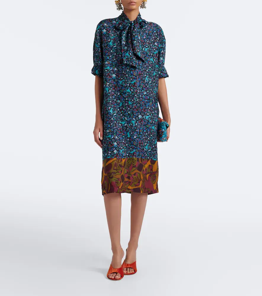 Dries Van Noten Printed tie-neck midi dress | Thumbnail 5 Dries Van Noten Printed tie-neck midi dress | Thumbnail 5