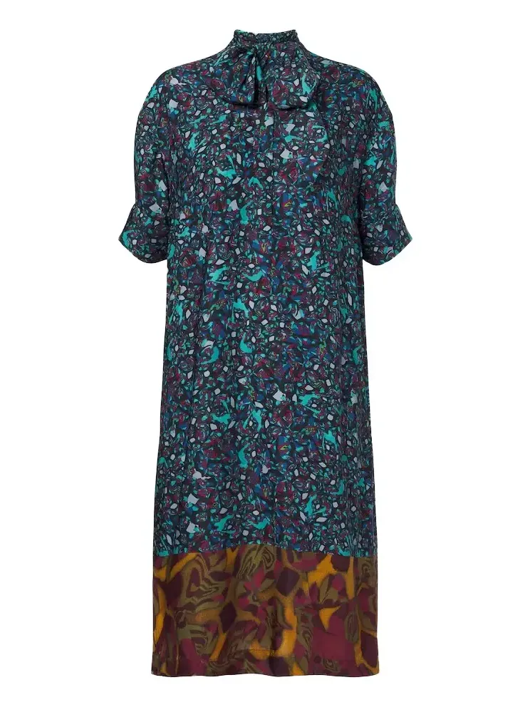 Printed tie-neck midi dress Printed tie-neck midi dress