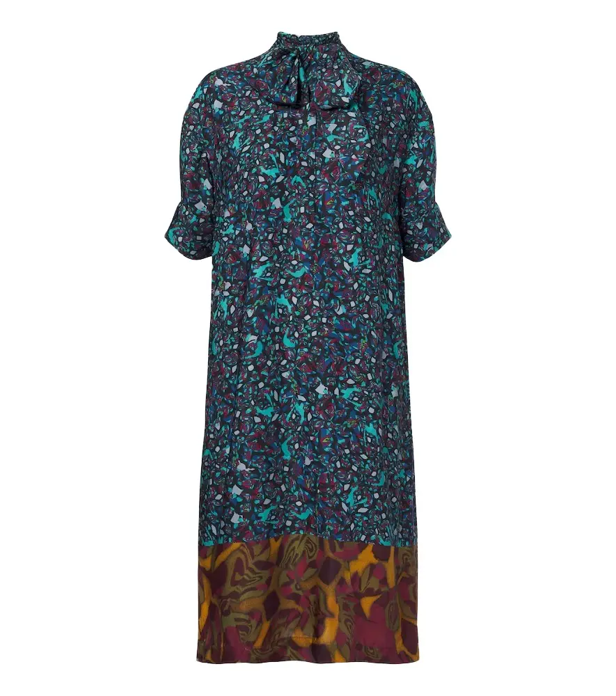 Dries Van Noten Printed tie-neck midi dress | Image 1 Dries Van Noten Printed tie-neck midi dress | Image 1