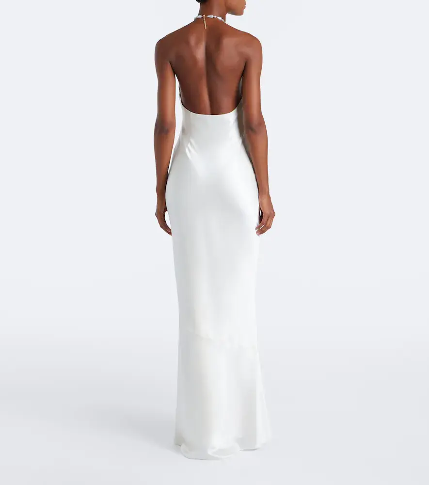 Retrofête Retrofête Anat beaded halterneck satin maxi dress | Thumbnail 3