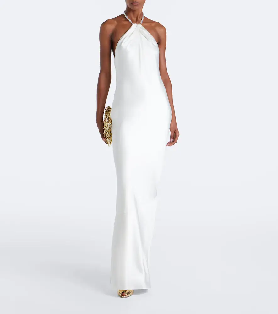 Retrofête Retrofête Anat beaded halterneck satin maxi dress | Thumbnail 4