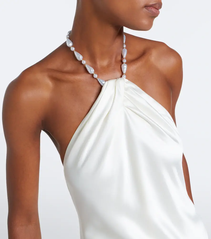 Retrofête Retrofête Anat beaded halterneck satin maxi dress | Thumbnail 5