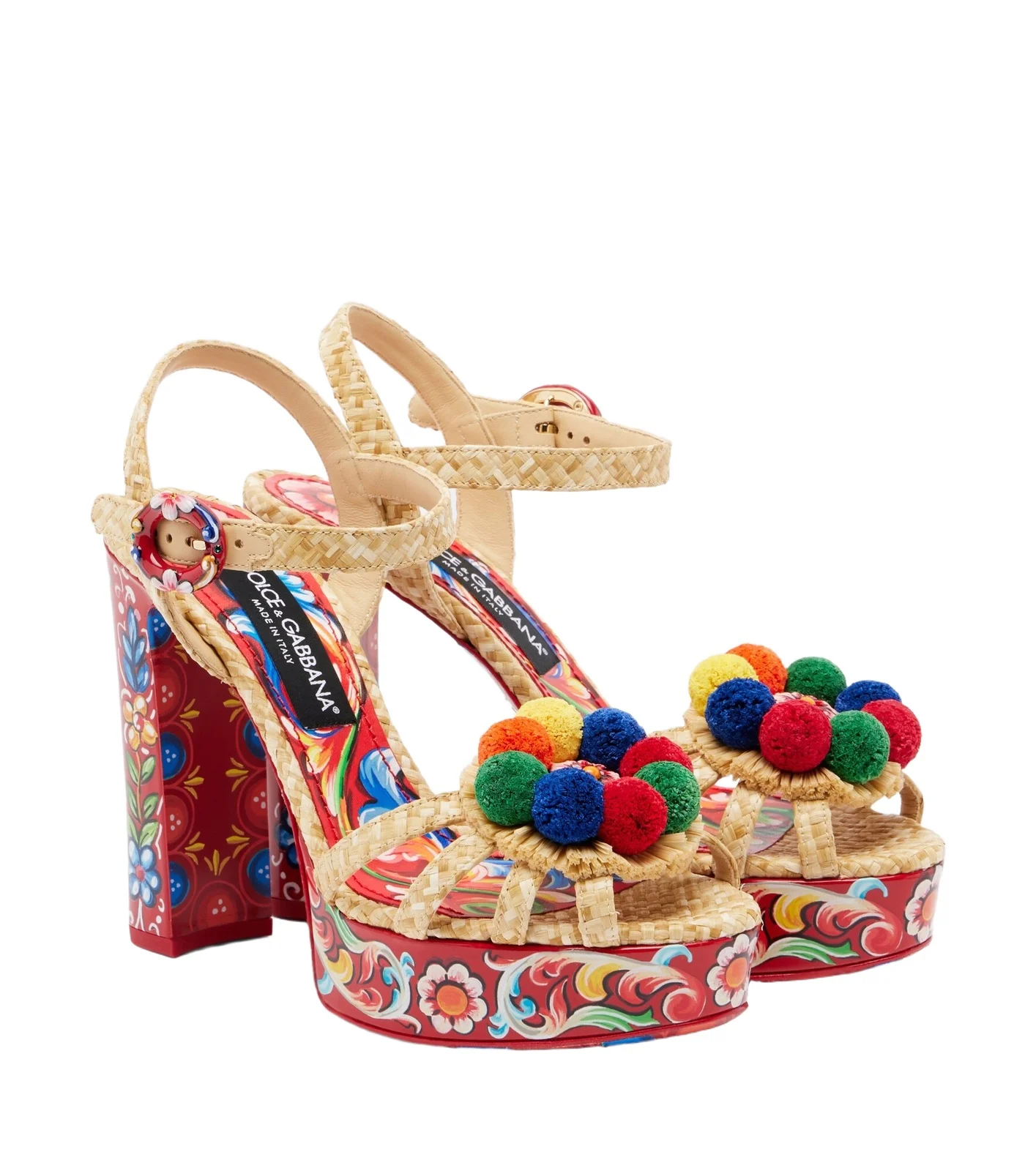 Printed woven platform sandals Printed woven platform sandals