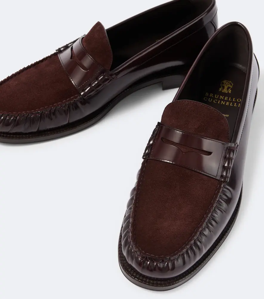 Brunello Cucinelli Leather and suede penny loafers | Thumbnail 2 Brunello Cucinelli Leather and suede penny loafers | Thumbnail 2