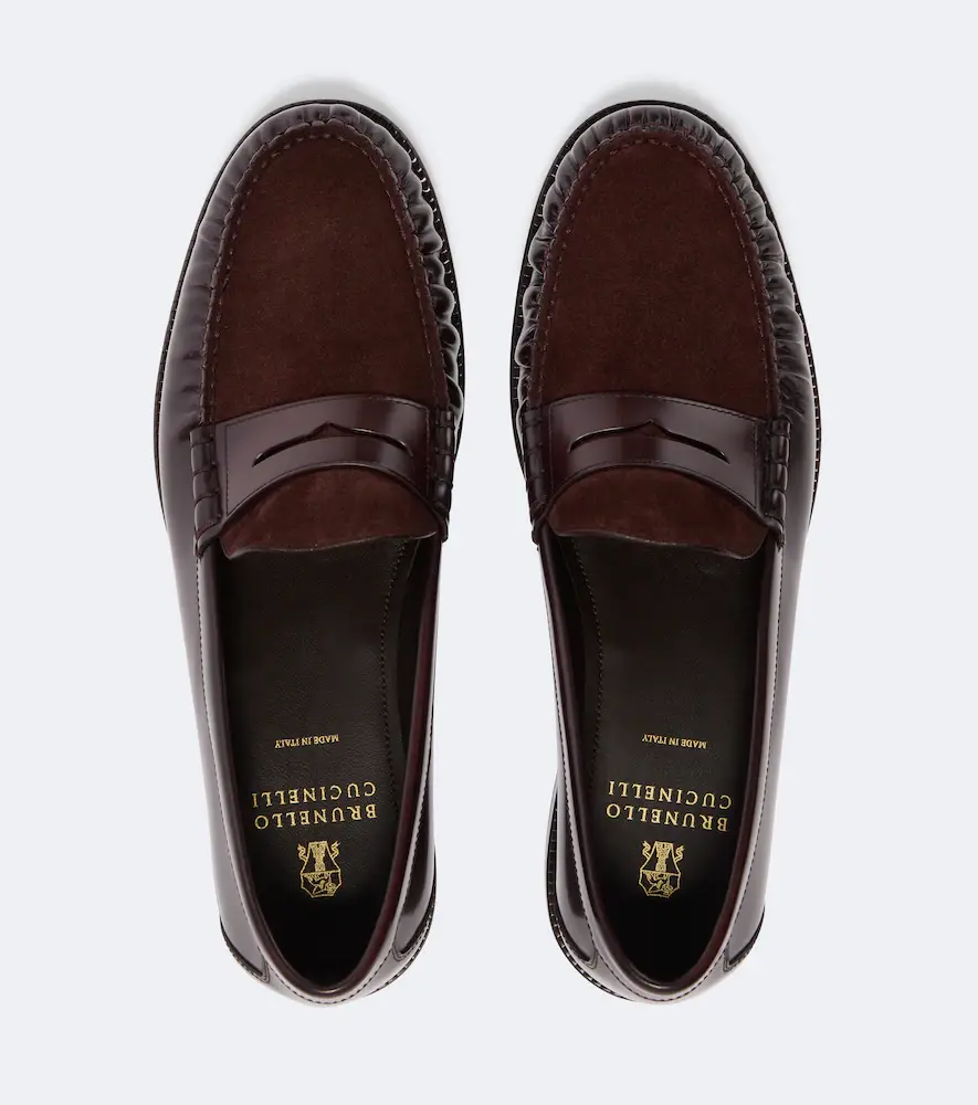 Brunello Cucinelli Leather and suede penny loafers | Thumbnail 5 Brunello Cucinelli Leather and suede penny loafers | Thumbnail 5
