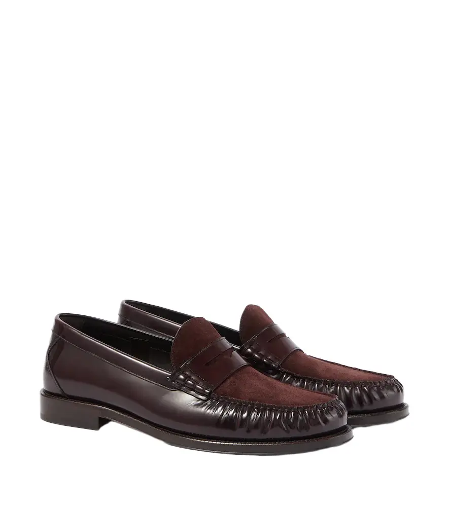 Brunello Cucinelli Leather and suede penny loafers