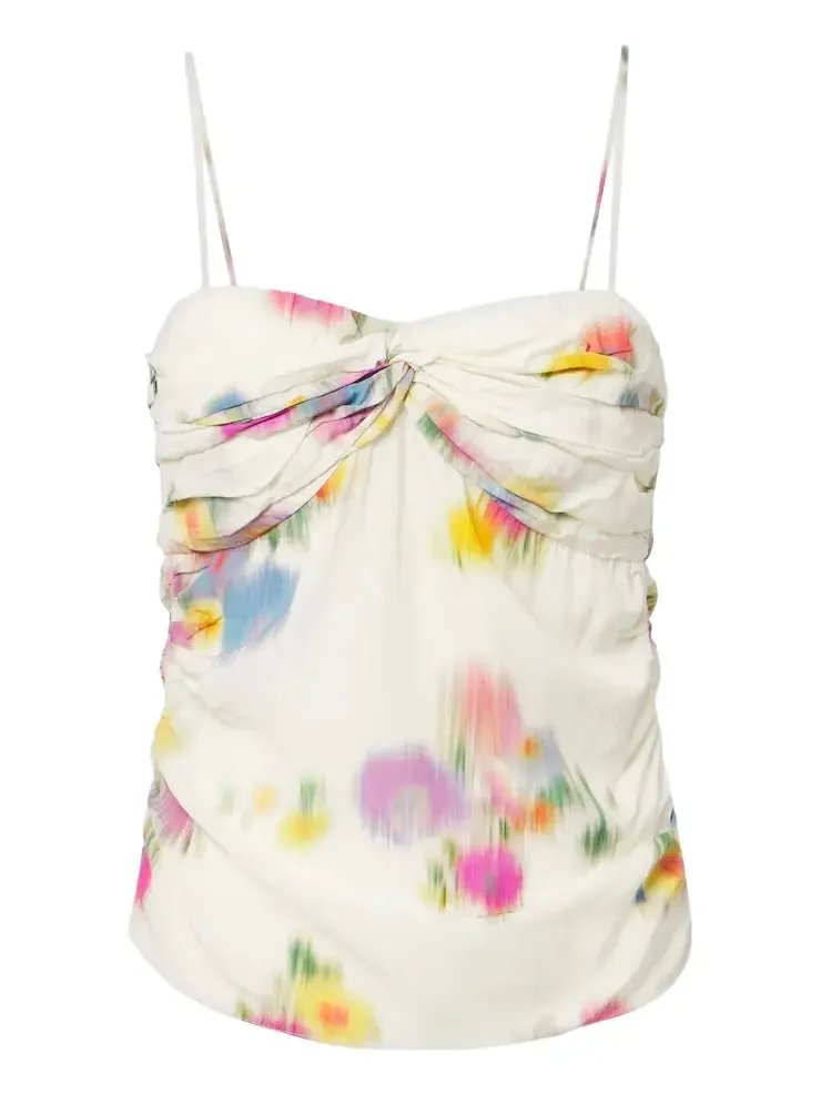 Marant Étoile Floral gathered satin top