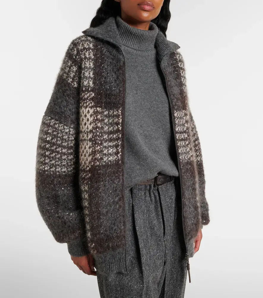 Brunello Cucinelli Checked sequined cardigan | Thumbnail 3 Brunello Cucinelli Checked sequined cardigan | Thumbnail 3