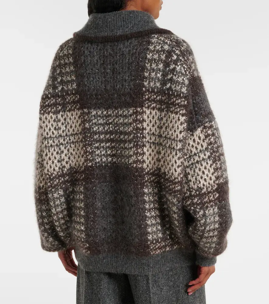 Brunello Cucinelli Checked sequined cardigan | Thumbnail 4 Brunello Cucinelli Checked sequined cardigan | Thumbnail 4