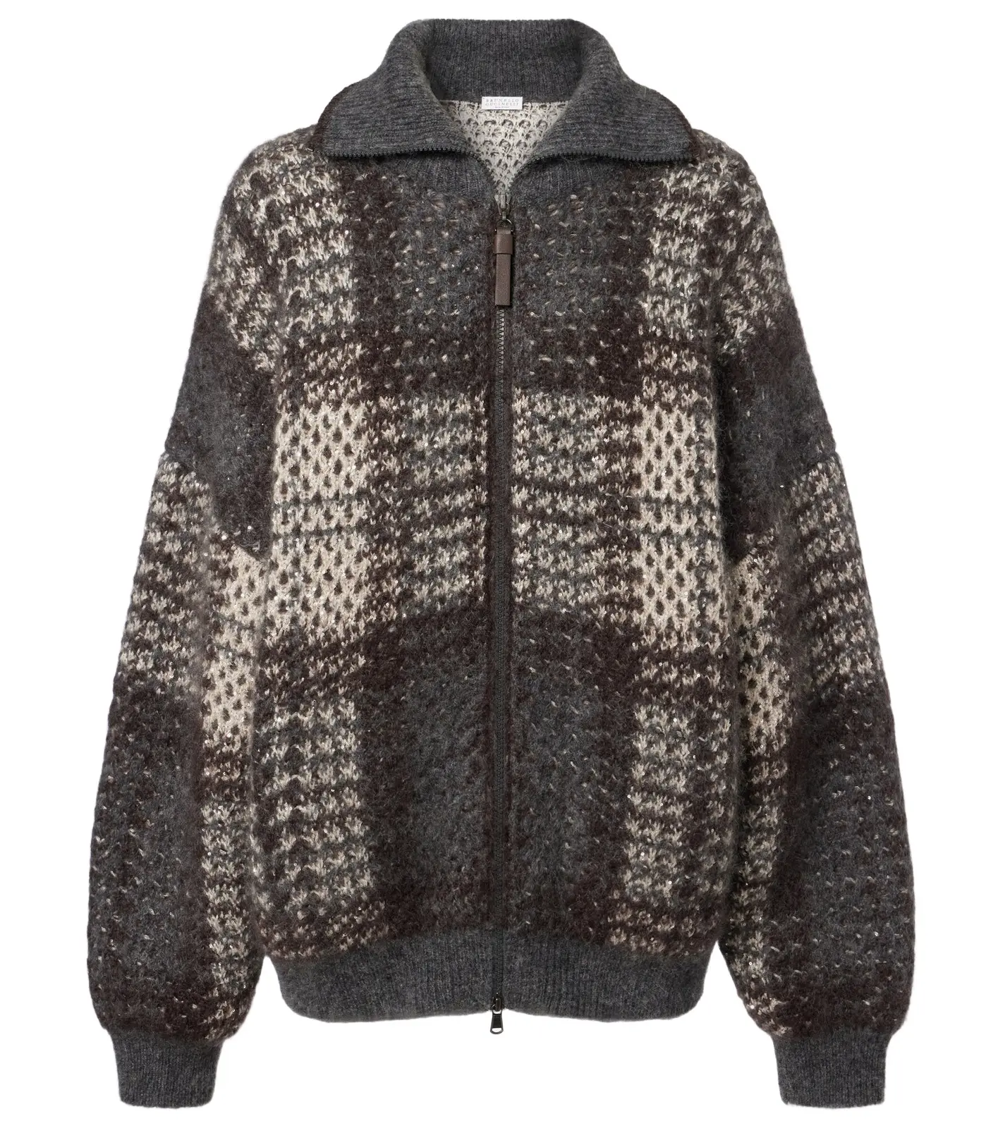Brunello Cucinelli Checked sequined cardigan