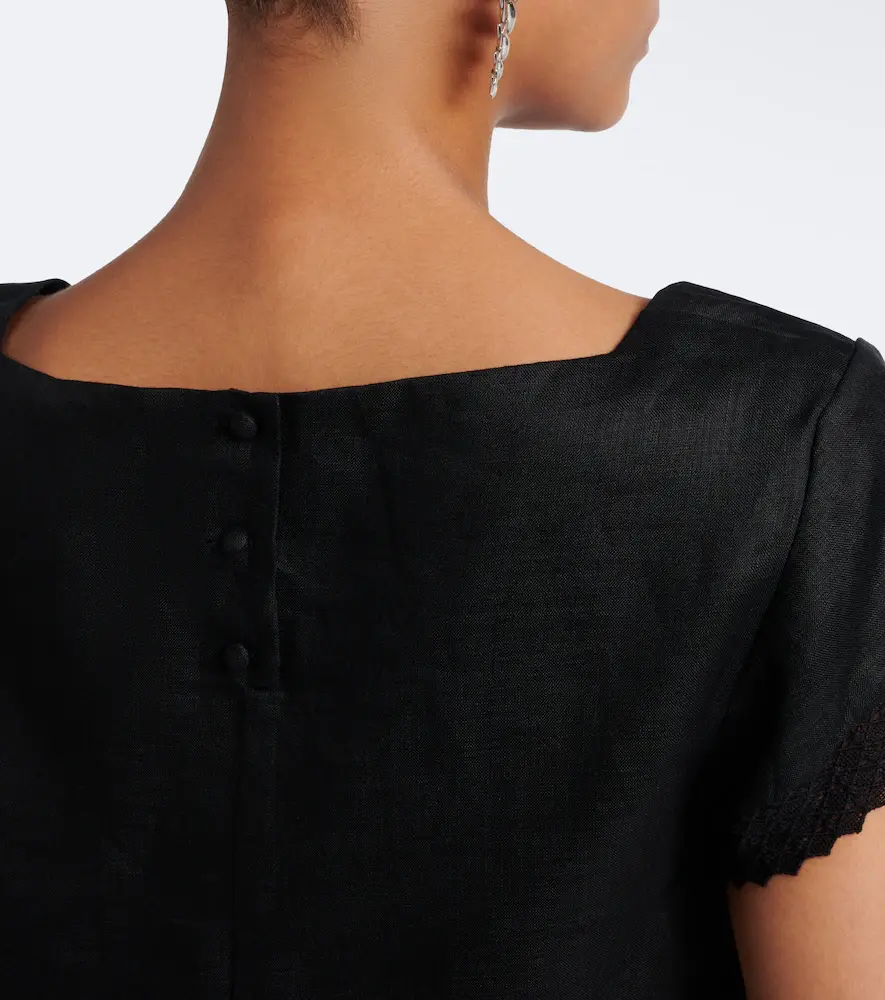 Posse Alfie cropped embroidered linen top | Thumbnail 3 Posse Alfie cropped embroidered linen top | Thumbnail 3