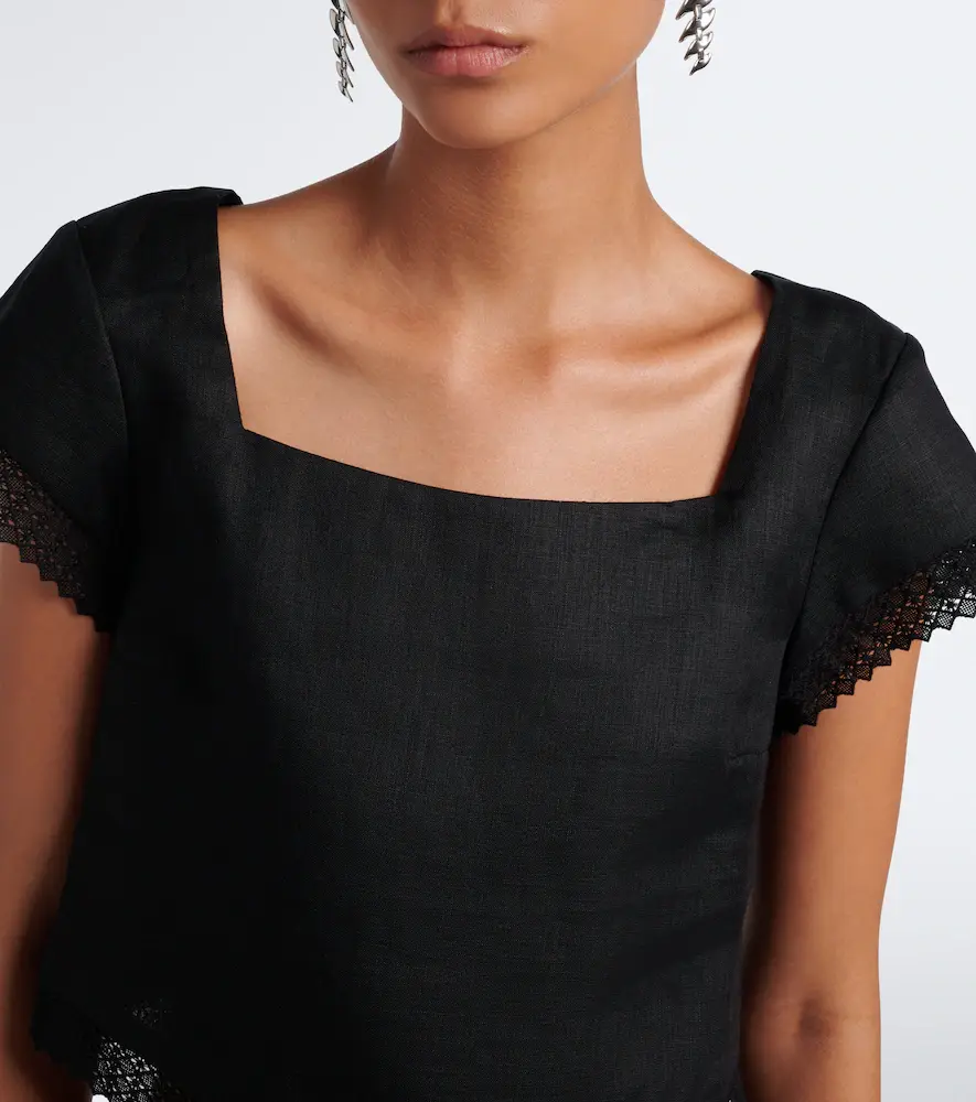 Posse Alfie cropped embroidered linen top | Thumbnail 5 Posse Alfie cropped embroidered linen top | Thumbnail 5