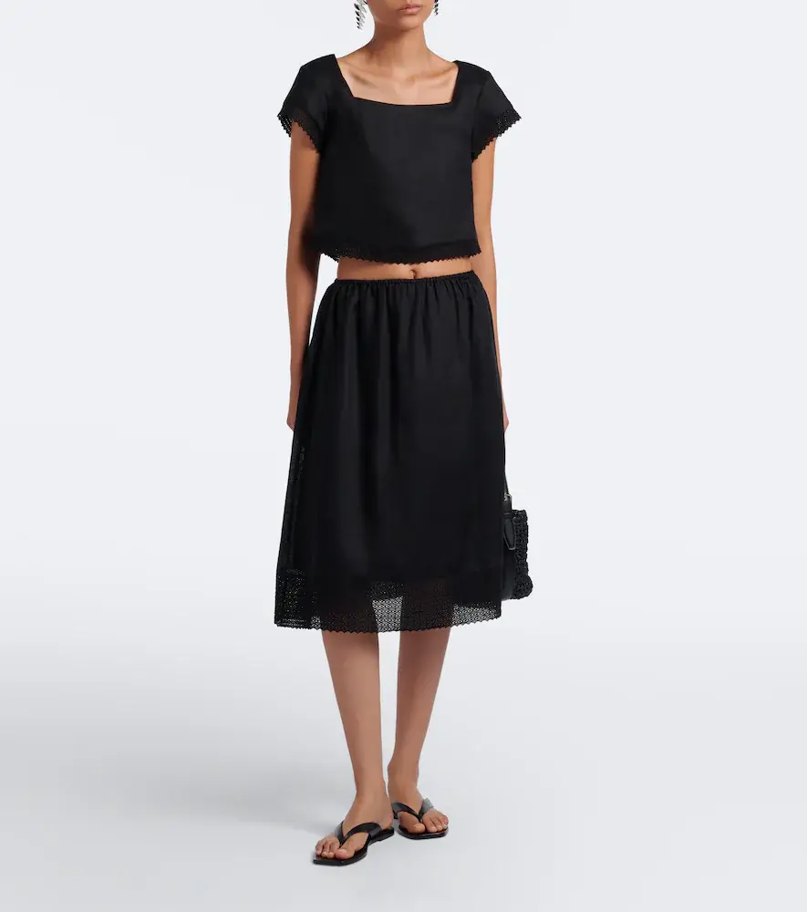 Posse Alfie cropped embroidered linen top | Thumbnail 6 Posse Alfie cropped embroidered linen top | Thumbnail 6