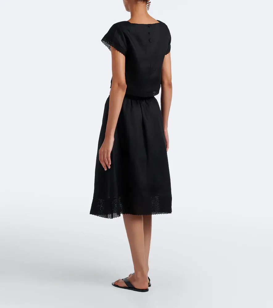 Posse Alfie embroidered linen midi skirt | Thumbnail 2 Posse Alfie embroidered linen midi skirt | Thumbnail 2