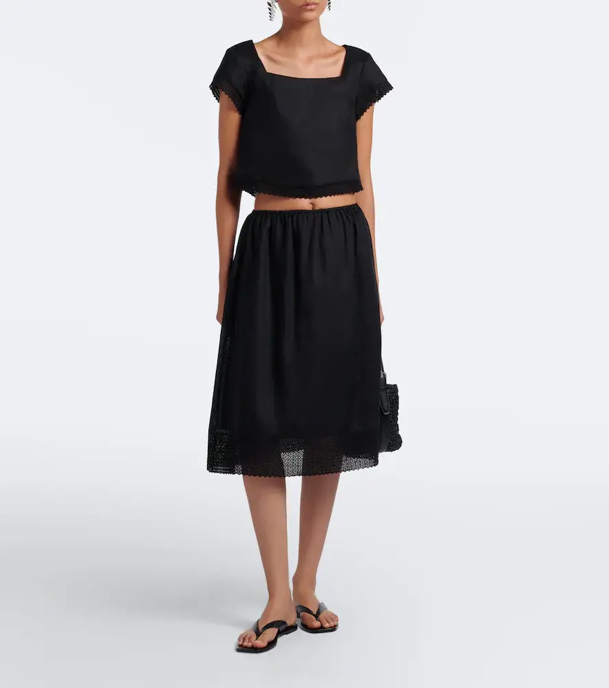 Posse Alfie embroidered linen midi skirt | Thumbnail 4 Posse Alfie embroidered linen midi skirt | Thumbnail 4