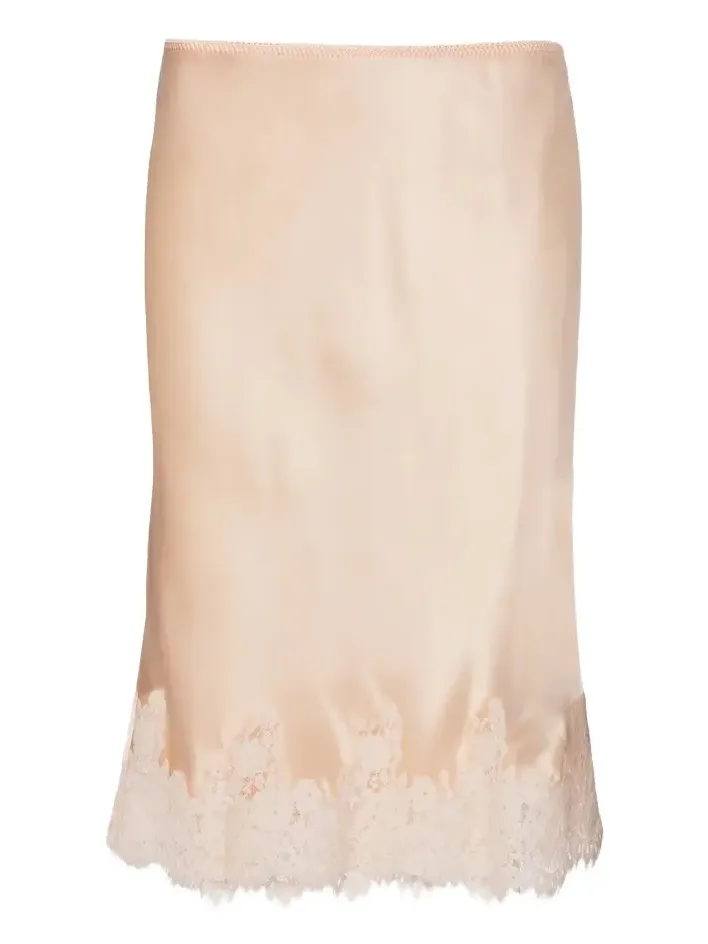 Dôen Elowette lace-trimmed silk satin slip skirt Dôen Elowette lace-trimmed silk satin slip skirt