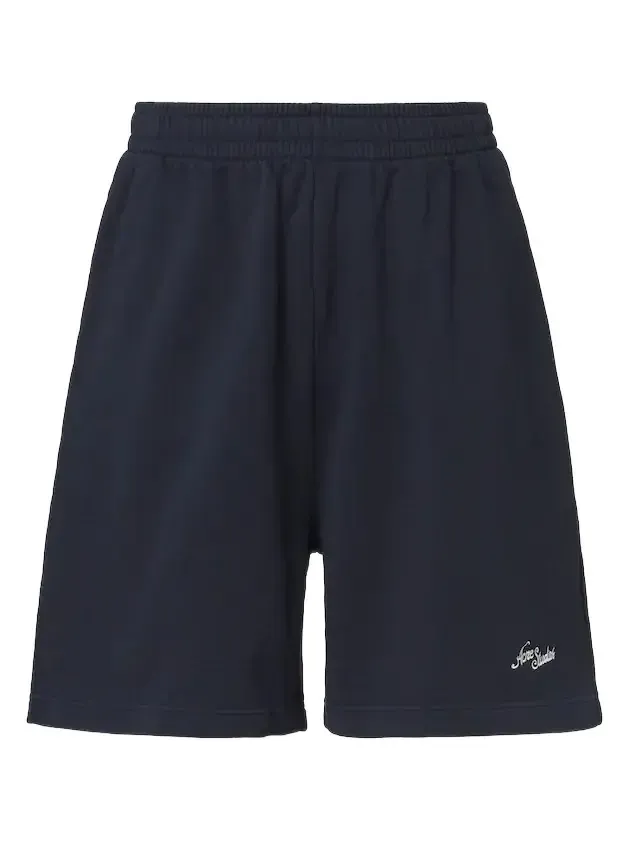 Acne Studios Logo embroidered cotton fleece shorts