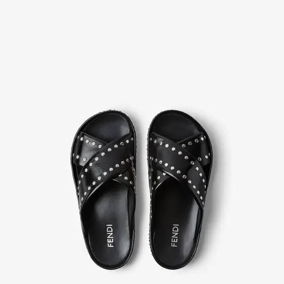 Fendi Double Leather Slides | Thumbnail 4 Fendi Double Leather Slides | Thumbnail 4