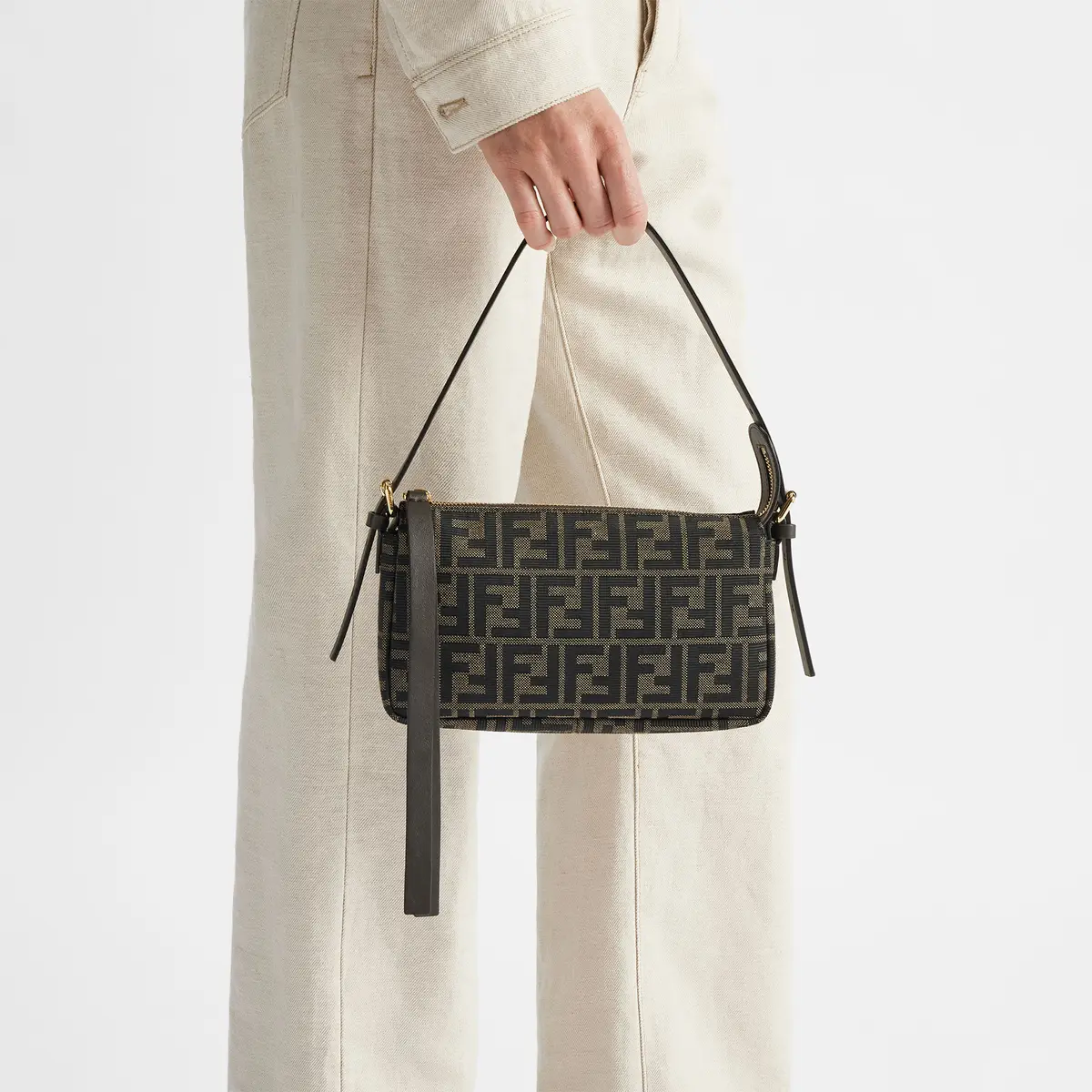 Fendi Zipper Top Small FF Zucca Jacquard Fabric Bag | Thumbnail 6 Fendi Zipper Top Small FF Zucca Jacquard Fabric Bag | Thumbnail 6
