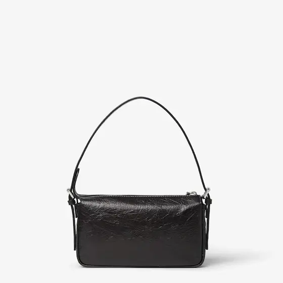 Fendi Zipper Top Small Crackled Black Leather Bag | Thumbnail 3 Fendi Zipper Top Small Crackled Black Leather Bag | Thumbnail 3