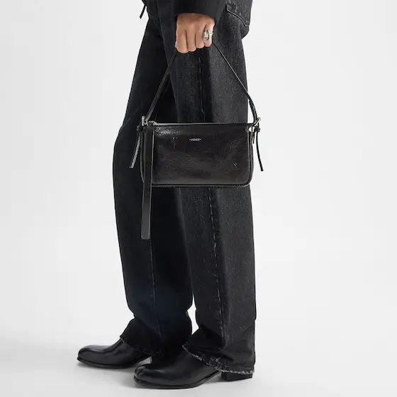 Fendi Zipper Top Small Crackled Black Leather Bag | Thumbnail 6 Fendi Zipper Top Small Crackled Black Leather Bag | Thumbnail 6