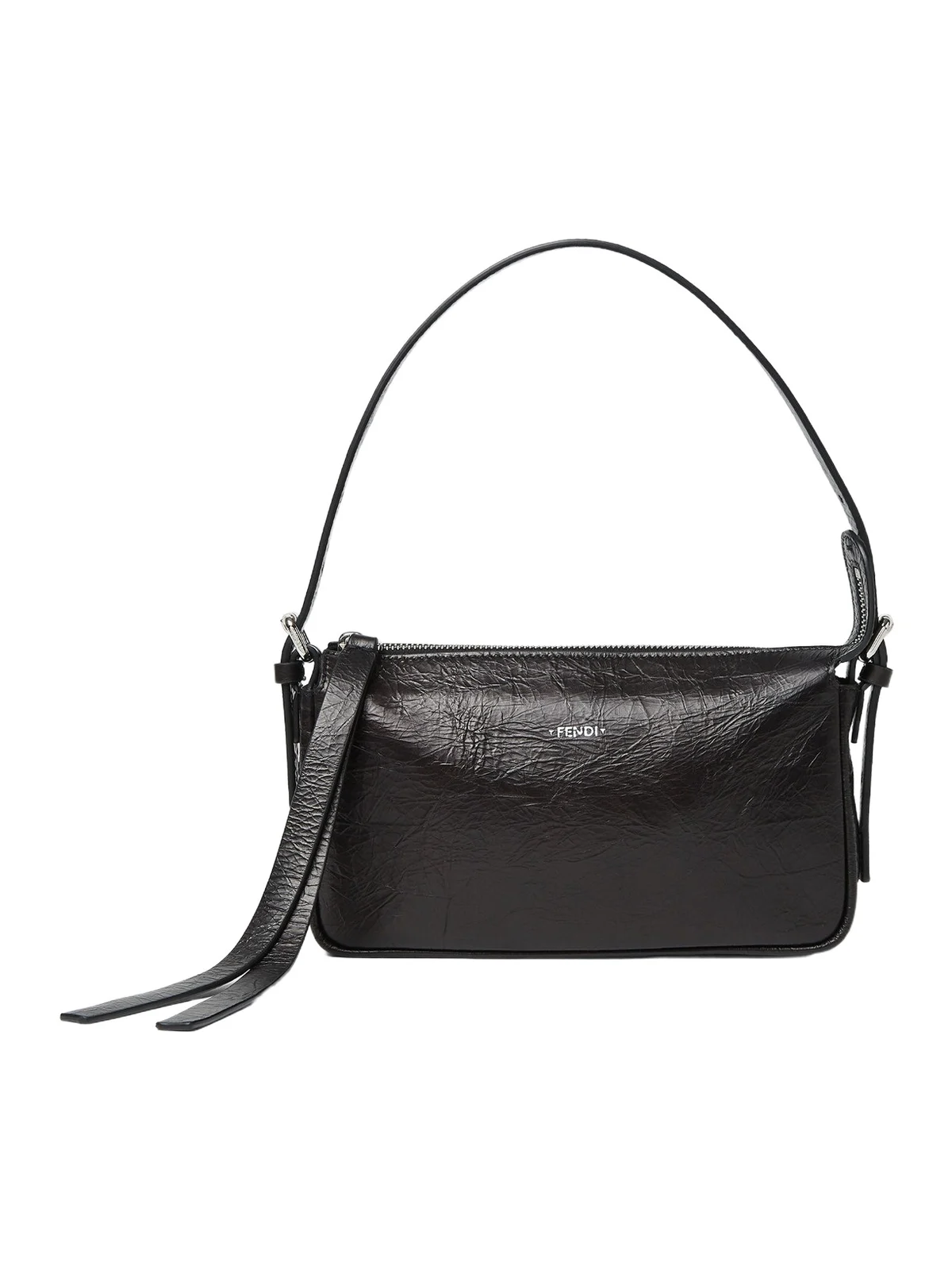 Zipper Top Small Crackled Black Leather Bag Zipper Top Small Crackled Black Leather Bag