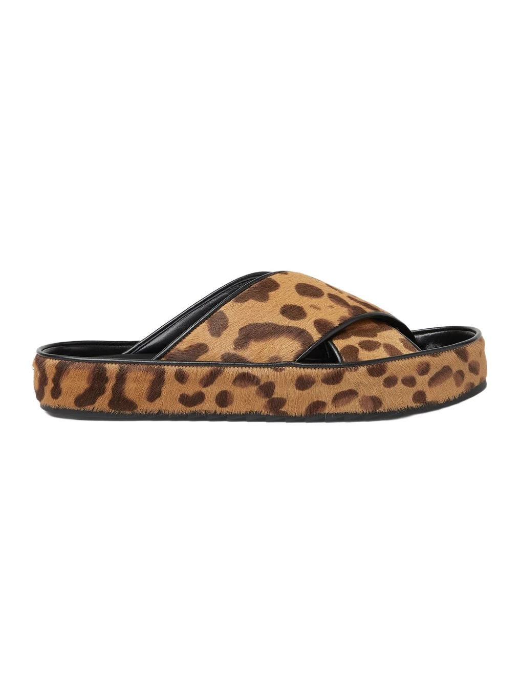 Fendi Double Hair-On Leather Slides