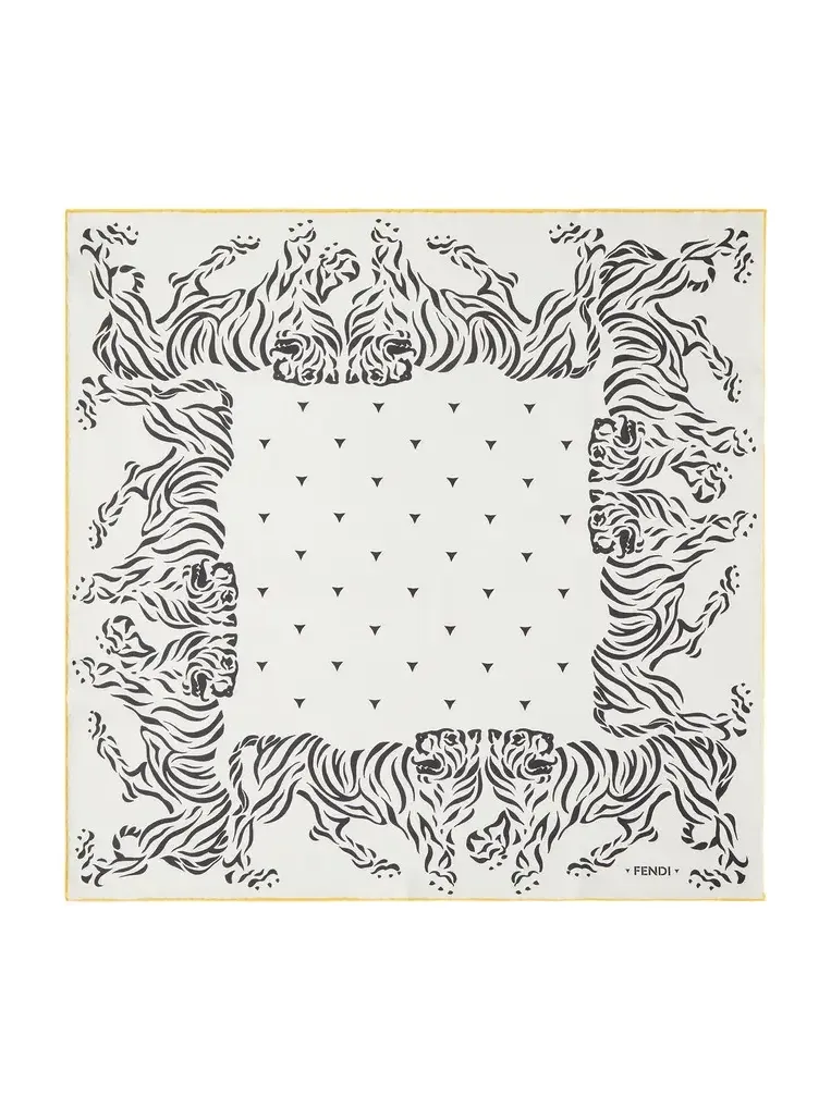 Silk Foulard with Tiger Print Silk Foulard with Tiger Print