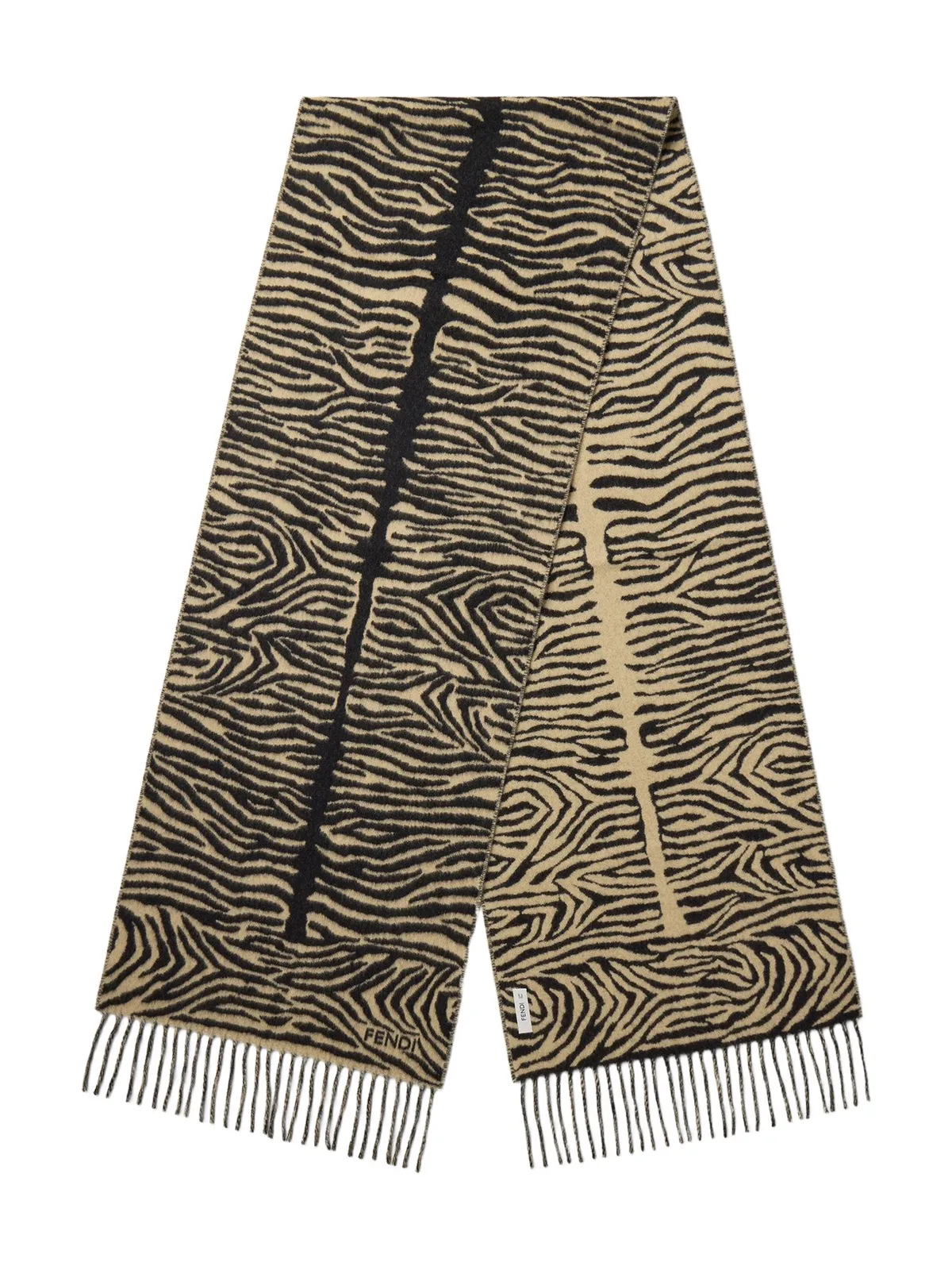 Fendi Wool Scarf with Tiger Animalier Print
